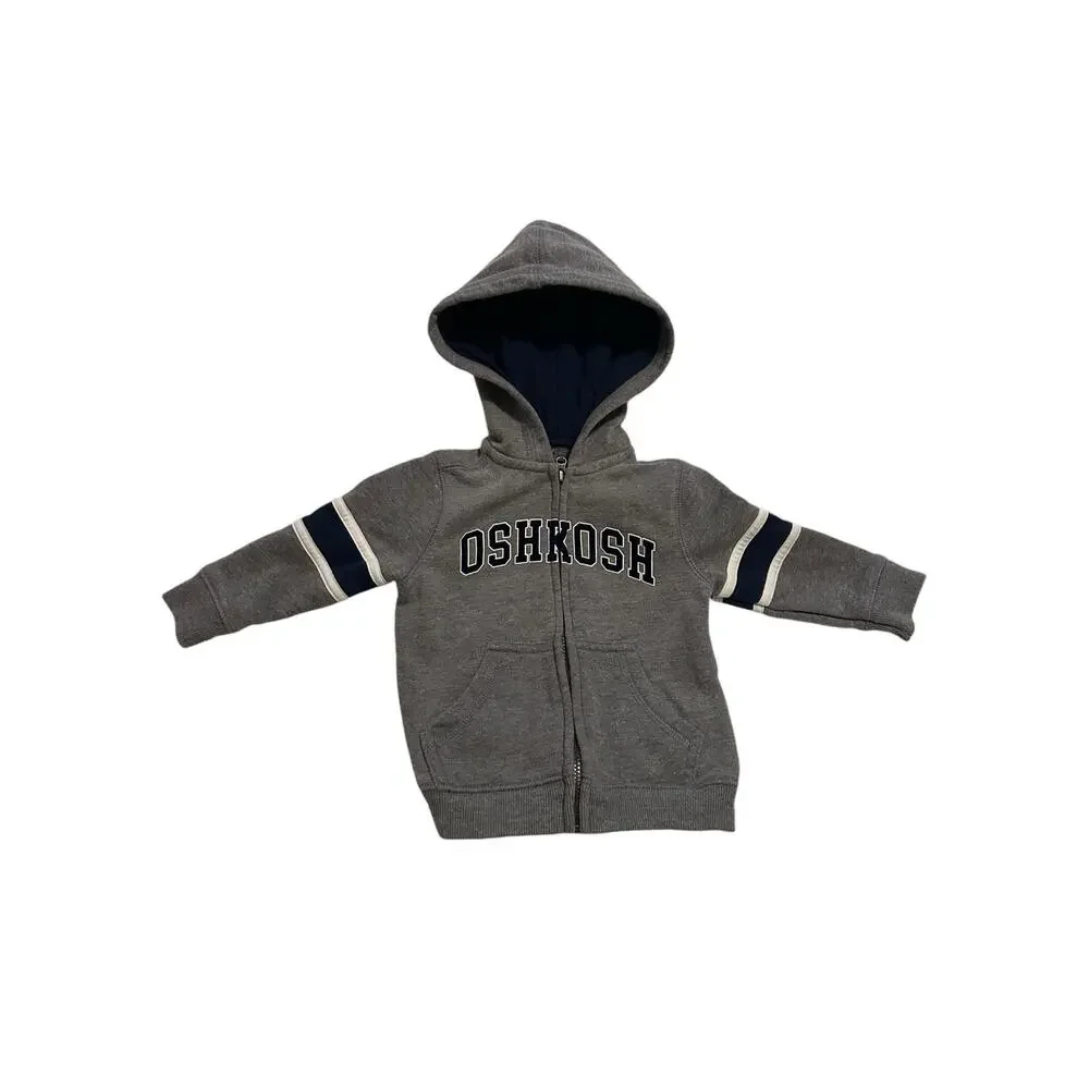 OshKosh Sweater Size 9 months Gray Hoodie Full Zip Long Sleeves